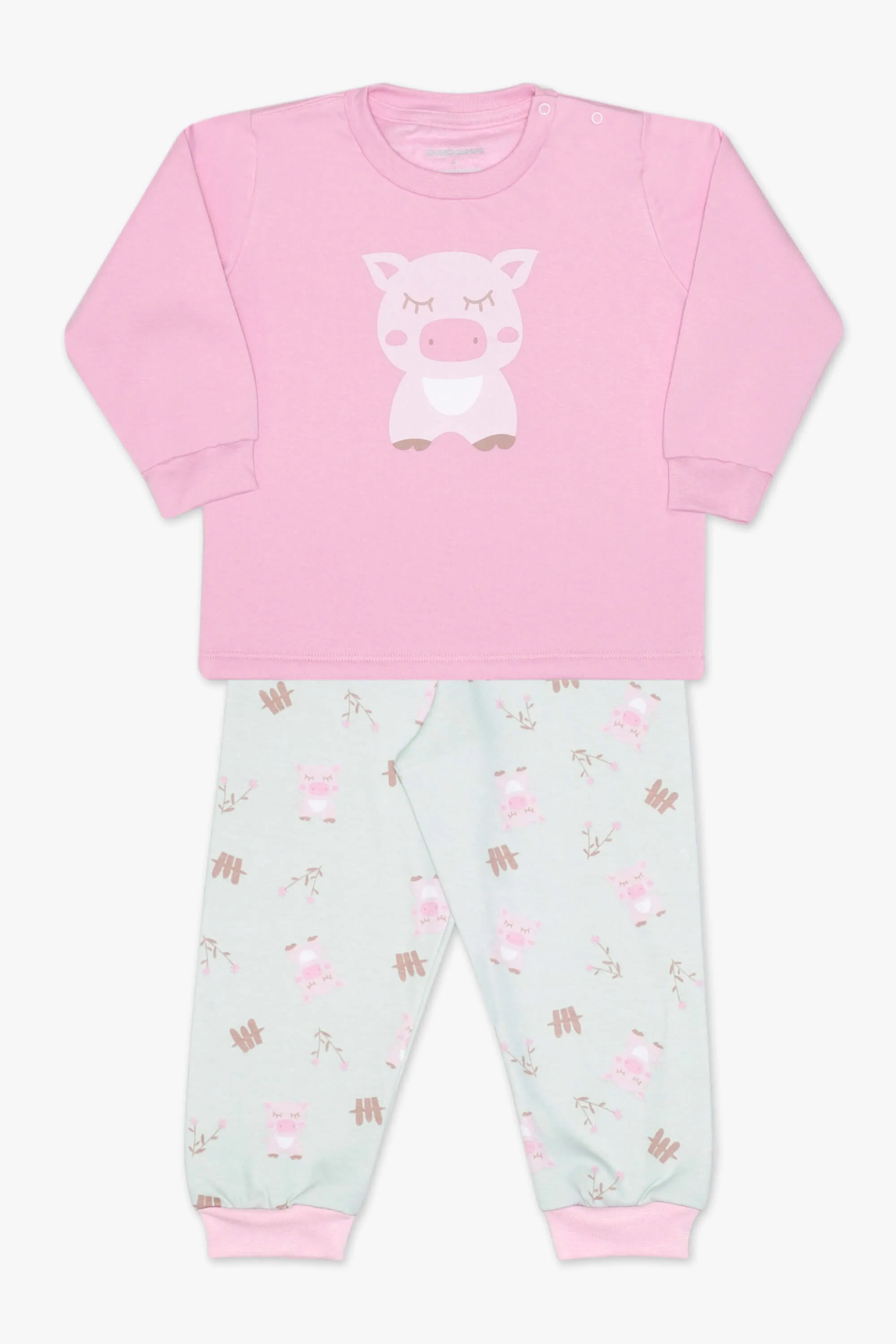 Pijama moletinho porquinho rosa T1 24692 Dedeka