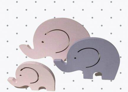 Adorno conjunto de 3 elefantes pintados Inovart