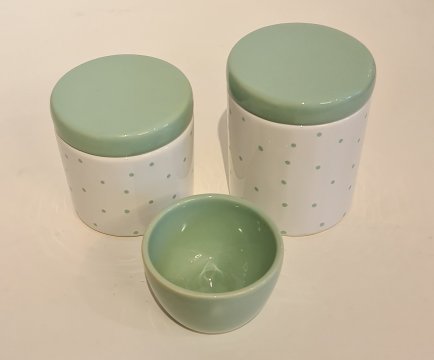 Kit ceramica 3ps branco c/po verde bebe RO