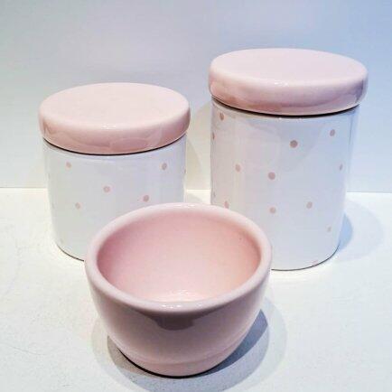 Kit ceramica 3ps branco c/po rosa velho RO