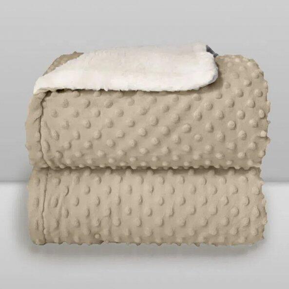 Cobertor Sherpam bege dots 1,10 x0,90m Lao