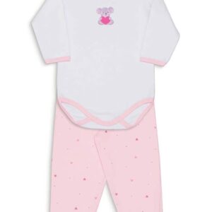 Kit body/calça suedine corações rosa M Dedeka