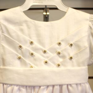 Vestido peito pregas c/bordado pérolas M 2074