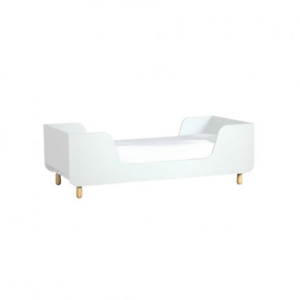 Mini cama Zuka laca branca e pés de madeira