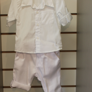 Camisa ml + Calça sarja batizado G Barbara Kids