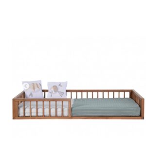 Cama de solteiro Montessoriana em madeira maciça jequitibá