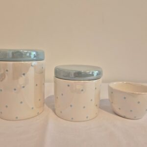 Kit ceramica 3pçs branco perol c/poá az velho