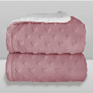 Cobertor Sherpam rosa antigo hearts 1,10x0,90 Laço