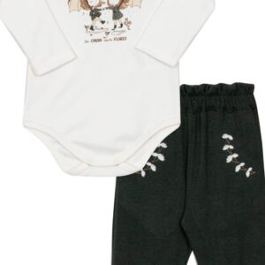 Conj body calça verde/cru G Nini Bambini
