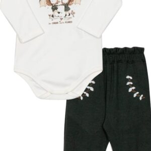 Conj body calça verde/cru M Nini Bambini