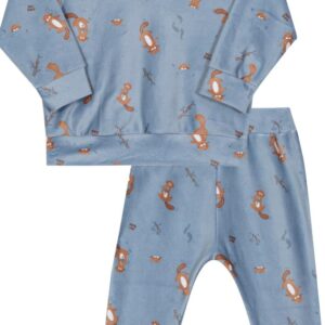 Conj casaco calça plush castor azul G Nini Bambini