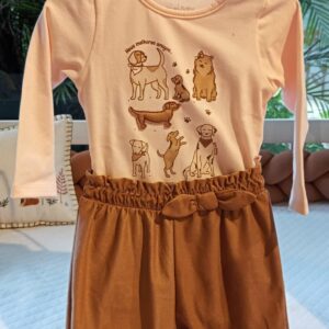 Conjunto body calça cães rs/marrom G Nini Bambini