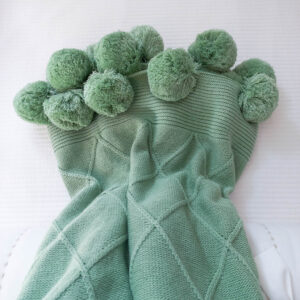 Manta colo 16 pompons tricô losango aran M limonad