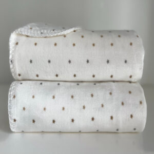 Manta infantil 0,76x1,00 velvet bco/dourada laço