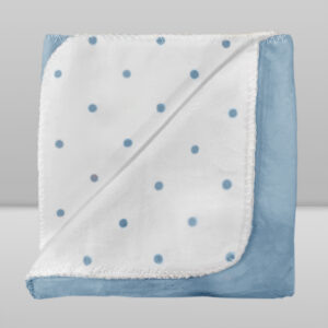 Manta infantil 0,76x1,00 velvet poá azul laço