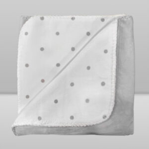 Manta infantil 0,76x1,00 velvet poá cinza laço