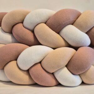 Trança p/berço tricô off/rosapó/rosa prata 4m BIAH