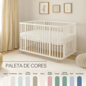 Berço Fases com 3 estágios de crescimento em laca Colorida