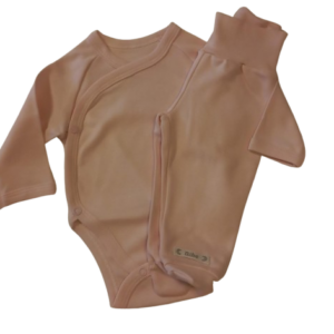 Conj body trespassado c/calça c/pé rosa P Bibe