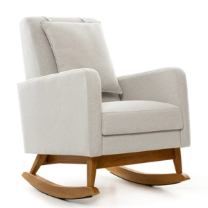 Poltrona Mix com pé de balanço em madeira e almofada de encosto - tecido B