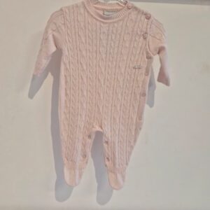 Macacão tricot tranças rosa RN noruega