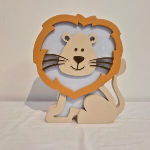 Luminária de mesa leão com juba bege - RH