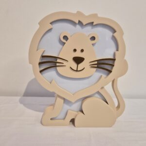 Luminária de mesa leão com juba bege - RH