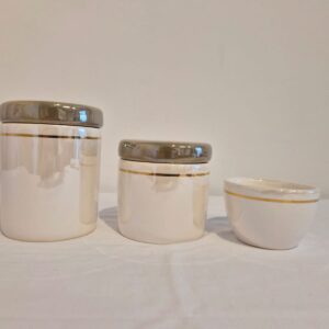 Kit ceramica 3pçs filete ouro pero tampas caqui