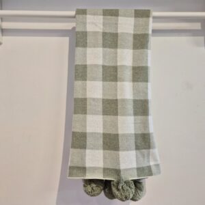 Manta colo 8 pompons tricô xadrez AT