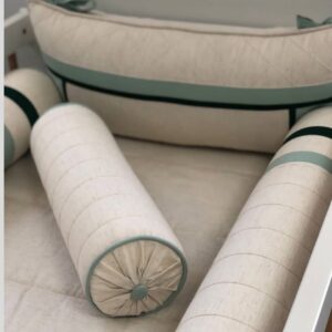 Kit berço Elaborado Linho c/verde 6 peças - Qmama