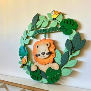 Mandala em madeira selva e leão RH