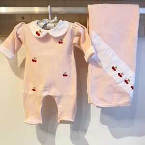 Macacão c/manta bordado Cerejinhas PP Poupon