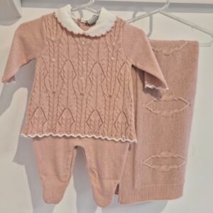 Saída maternidade c/tranças rosa RN noruega