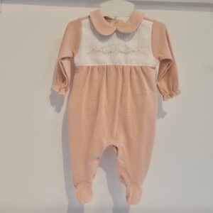 Macacão malha tricotada pala coração P Anjos baby