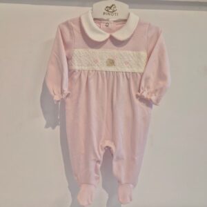 Macacão algodão pima rosa pala bord P Anjos baby