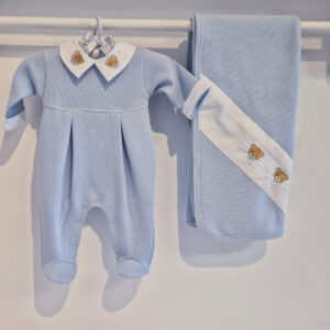 Macacão c/manta bordado urso gravatinha PP Poupon