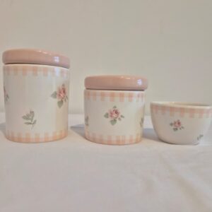 Kit ceramica 3pçs xdz c/floral7 tampas rosa velho
