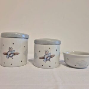 Kit higiene ceramica 3pçs ursinho aviador
