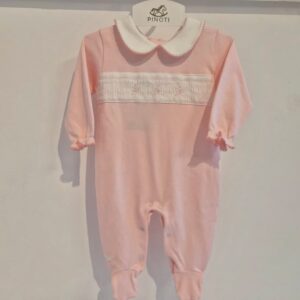 Macacão algodão pima rosa pala bord P Anjos baby