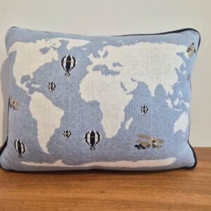 Almofada 30x40 trico azul mapa mundi AT