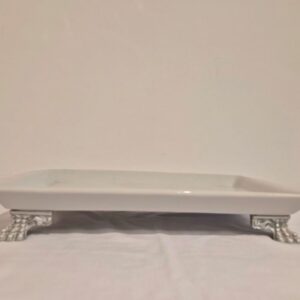 Bandeja porcelana rasa P bca 30x17cm pés pta RO397