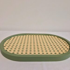 Bandeja oval palha MDF cor 30x20x1,5cm Inovart