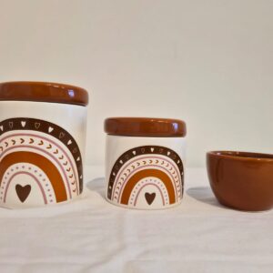 Kit ceramica 3pçs arco-íris boho terroso
