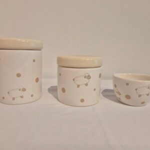 Kit ceramica 3pçs ovelhinha creme RO