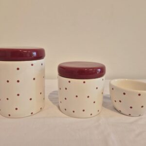 Kit ceramica 3pçs branco c/poá vinho RO
