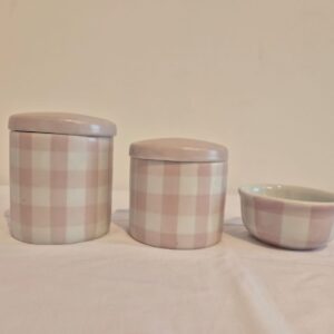 Kit higiene ceramica 3pçs xadrez tradicional rose