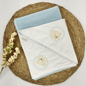Manta de soft com malha bordado ursinho AC Baby