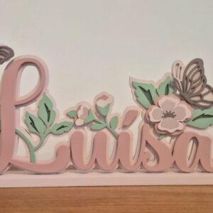 Placa de nome Luisa com base borboleta - RH