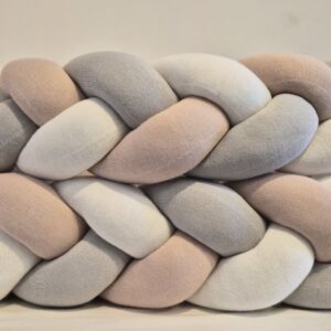 Trança p/berço tricô off/cinza cl/rosa una 4m BIAH