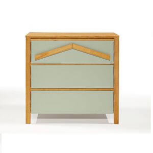 Cômoda 3 gavetas linha Sweet verde com madeira